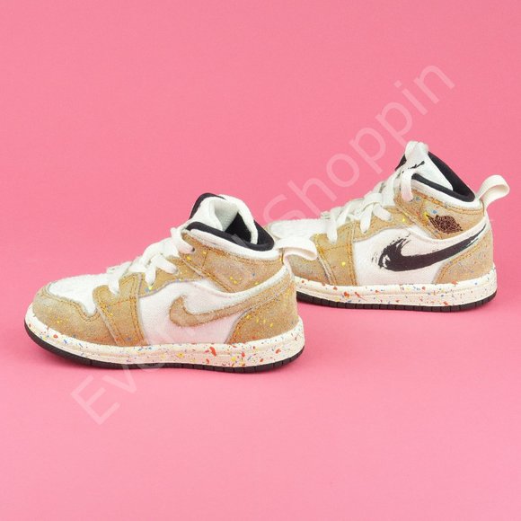 Air Jordan 1 Mid SE Brushstroke TD Toddler Shoes DA8012-100 Size 6C - Picture 4 of 6